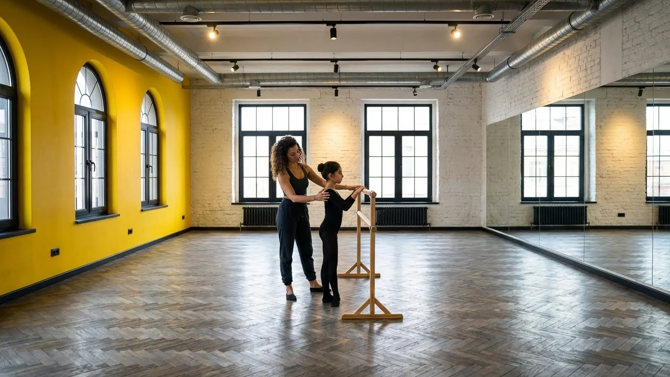 Çocuk bale kursu vücut postür ve yerleşim dersi.